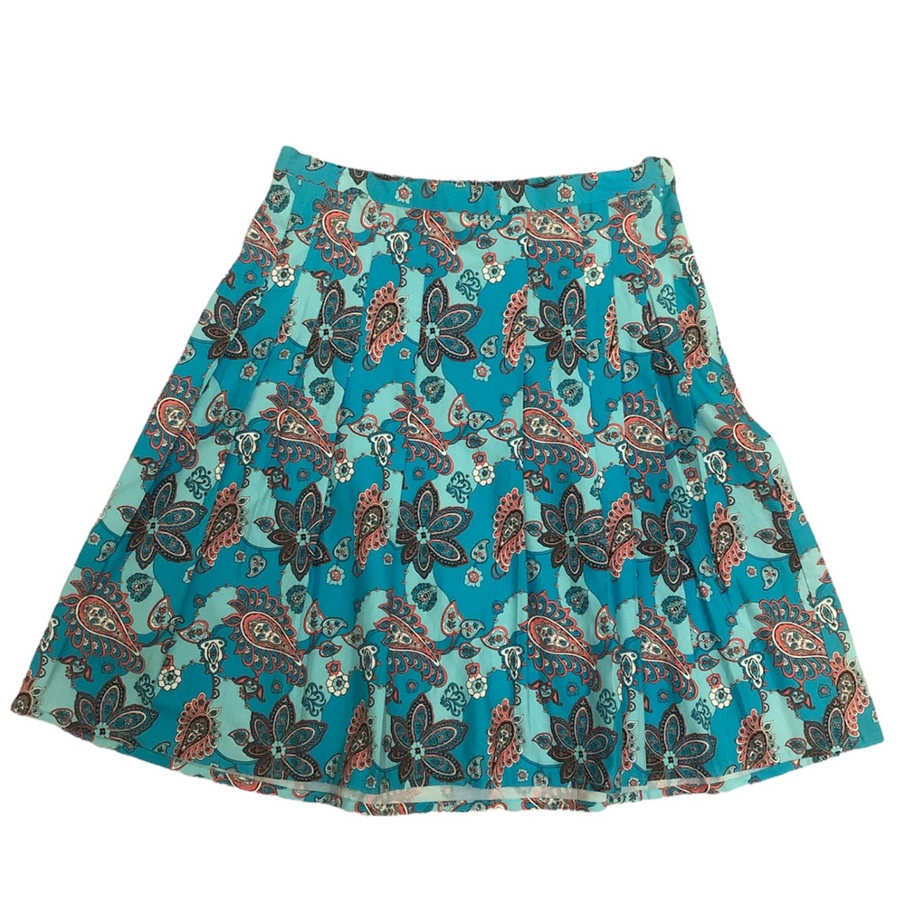 Paisley Pleated Midi Skirt